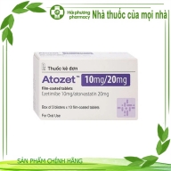 Atozet 10mg/20mg (ezetimibe 10mg/ atorvastatin 20mg) hộp 3 vỉ * 10 viên