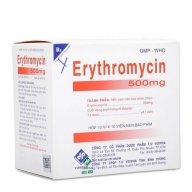 Erythromycin 500mg (10 vỉ x 10 viên/hộp)
