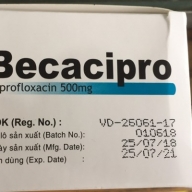 Becacipro( ciprofloxacin 500mg)H*10vi*10 viên