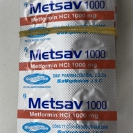 Metsav 1000 ( metformin HCL 1000 ) savi hộp*10 vỉ*10 viên