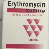 Erythromycin 250mg hộp 100 viên