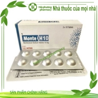 Monte h10 (montelukast 10 mg) hộp*3 vỉ*10 viên