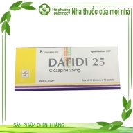 DAFIDI 25 ( Clozapine 25 mg ) hộp*10 vỉ*10 viên