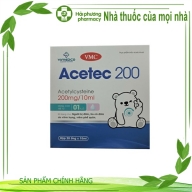 Acetec 200 ( acetylcysteine 200 mg /10 ml ) dùng cho trẻ từ 1 tuổi ho đờm,viêm phế quản hộp*20 ống*10 ml