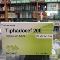Tiphadocef (cefpodoxime 200mg) hôp 2 vỉ *10 viên