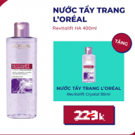 Combo Mua 1 L'OREAL nước tẩy trang paris dành cho da dầu chai 400ml tặng chai 95ml